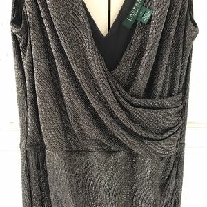 Ralph Lauren silver metallic floor length gown