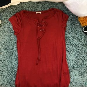 BURNT orange lace up top