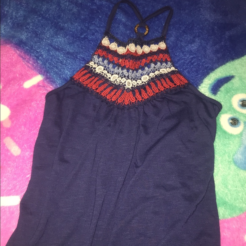 Crochet-detailed spaghetti strap