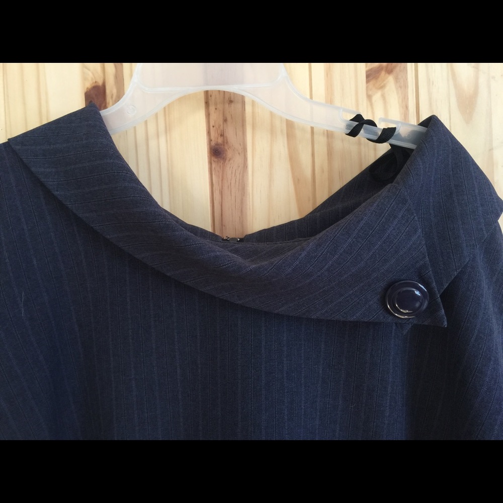 Navy Blue Pinstriped Dress