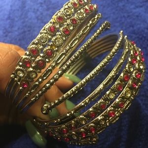 Beautiful duo silver & pink  & white stones