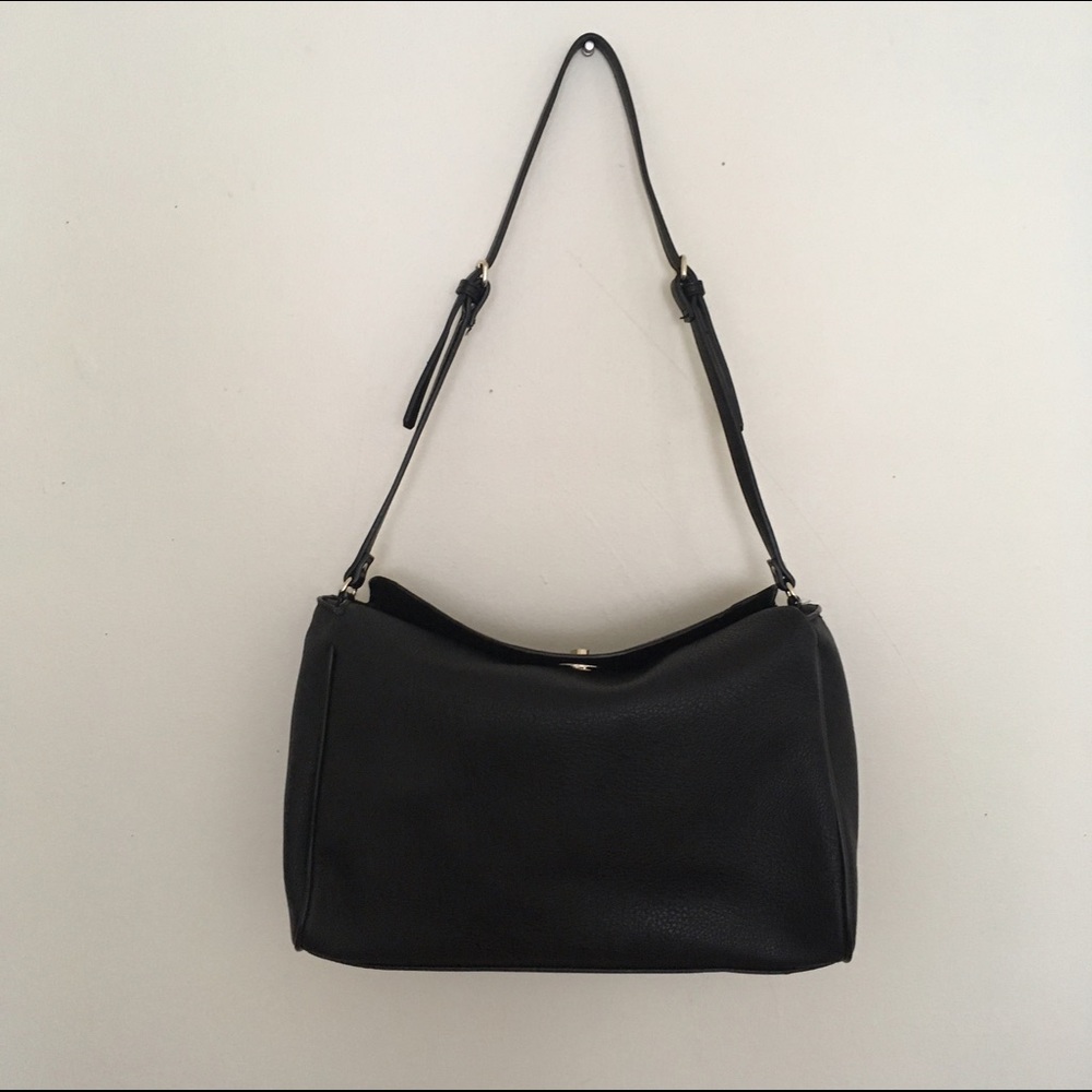 Zara Basic Shoulder Bag in Black Faux Leather