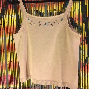 Beige Crop Top with Flower Detail