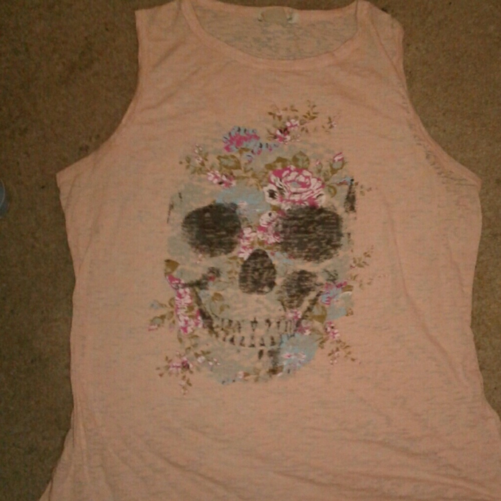 Flower skull flowy tank top