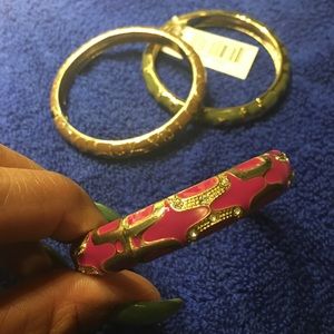 Nice 3 bracelets brown green pink