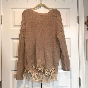 Urban outfitters Tan lace trim sweater