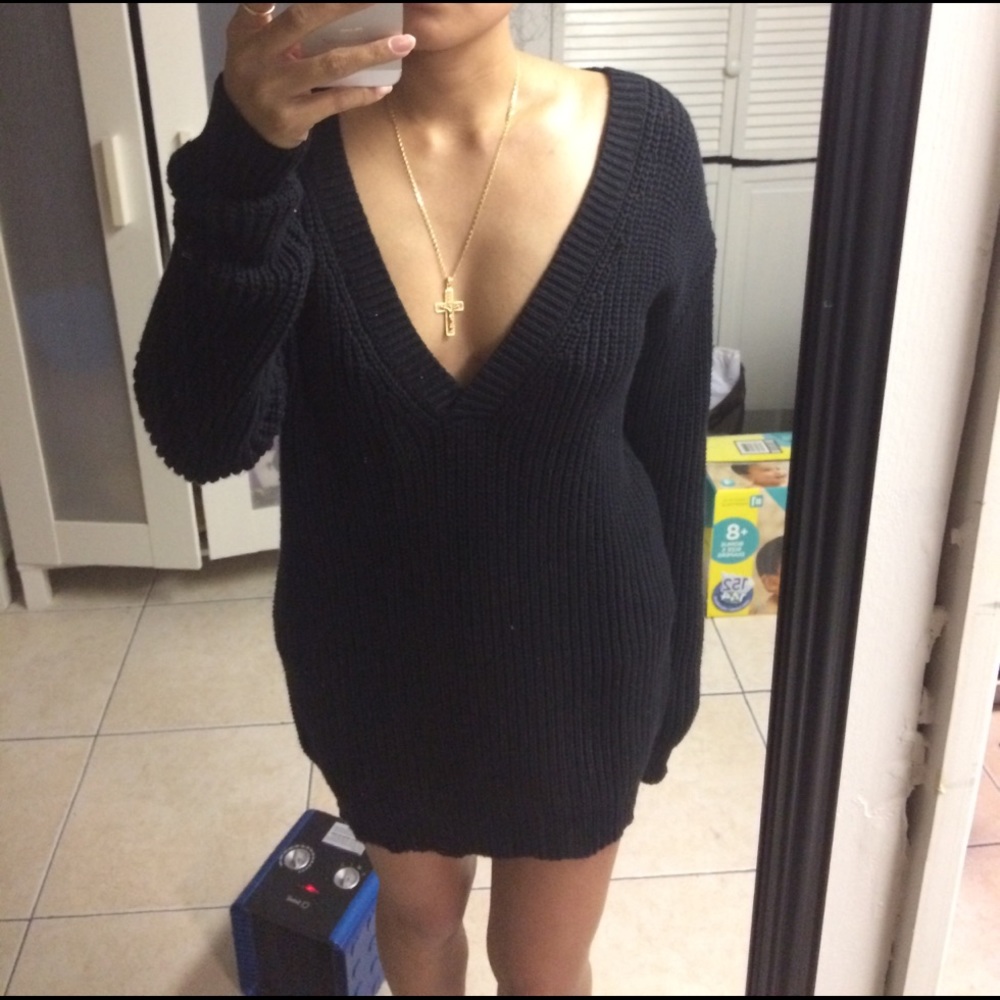 SOLD//Cooperative Deep V Sweater Dress Size Small