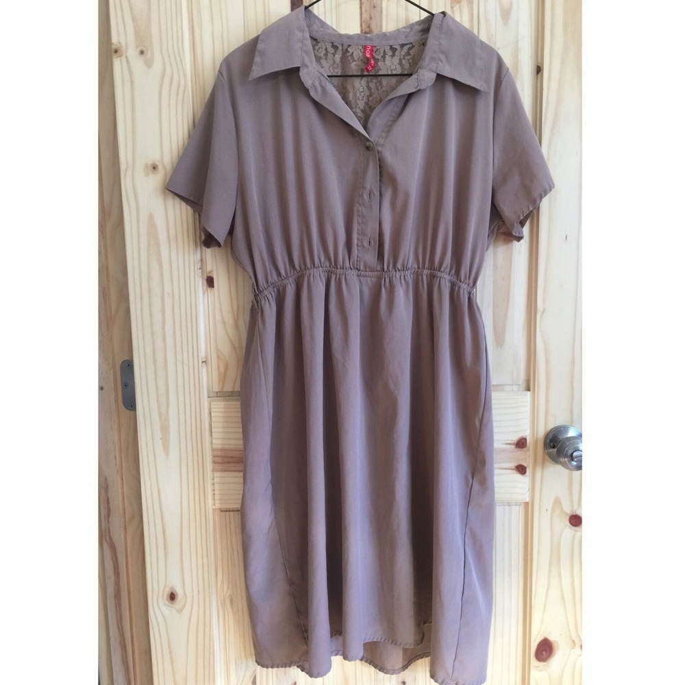 Lace Back Rose Tan Dress