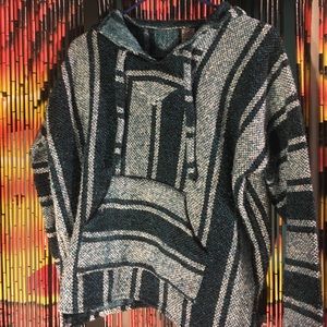 Blue Green Poncho Hoodie