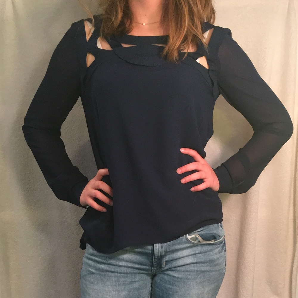 Navy blue Naked Zebra blouse