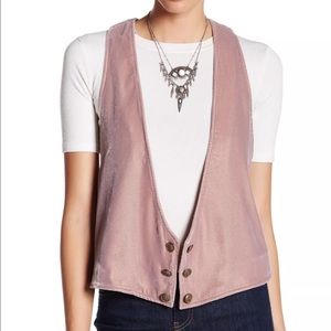 Free People Velvet Vest Rose Button up Racer Back