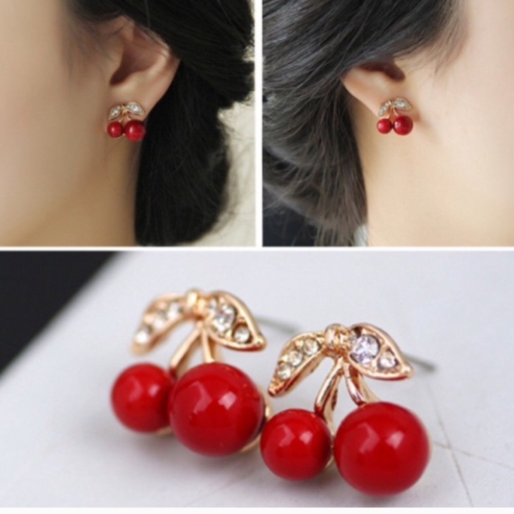🍒Beautiful cherry stud💫earrings🍒 - Picture 5 of 5