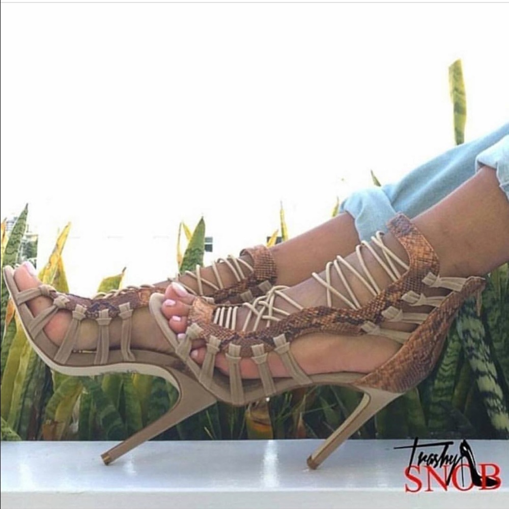 Print Strap Heels