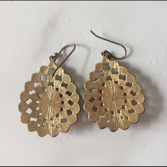 Mod Turquoise and gold earrings - Picture 2 of 2