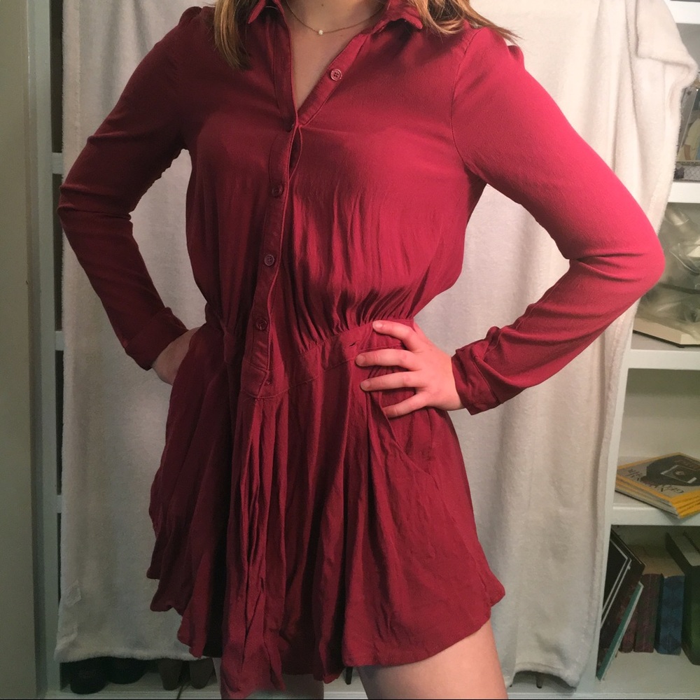 Small red Tobi button up collared dress
