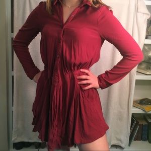 Small red Tobi button up collared dress