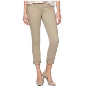 Lauren Conrad Khaki Cuffed Ankle Skinnys