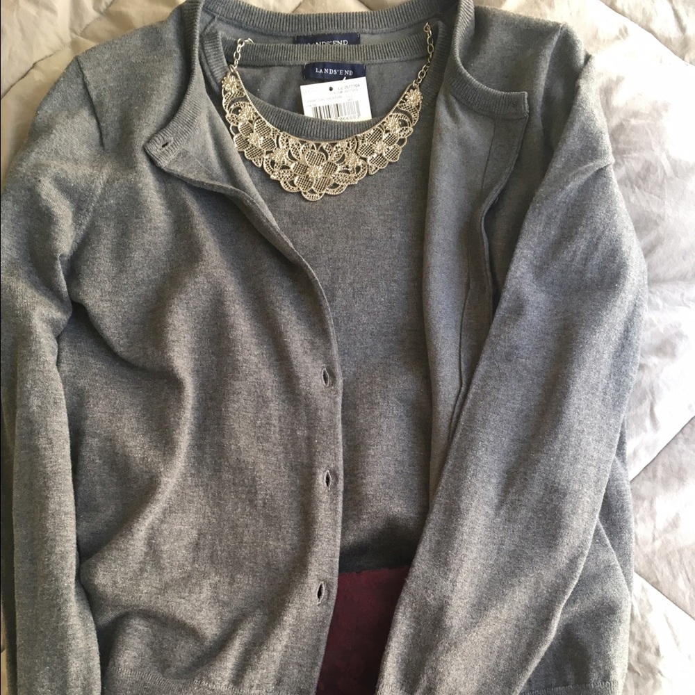 NWT Lands' End cardigan sweater set size XS