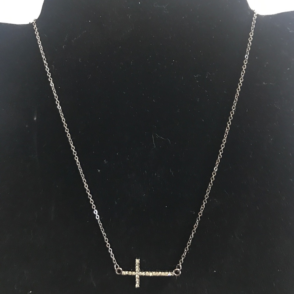 NEW Black Rhinestone Cross Necklace