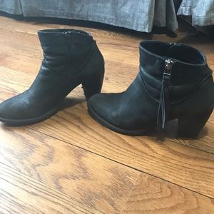 Black leather booties