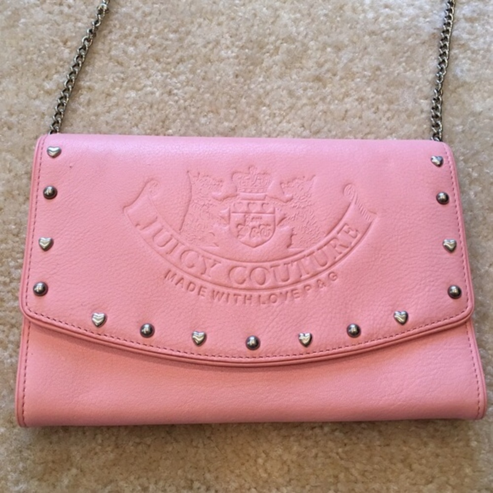 Juicy Couture leather wallet clutch chain studded