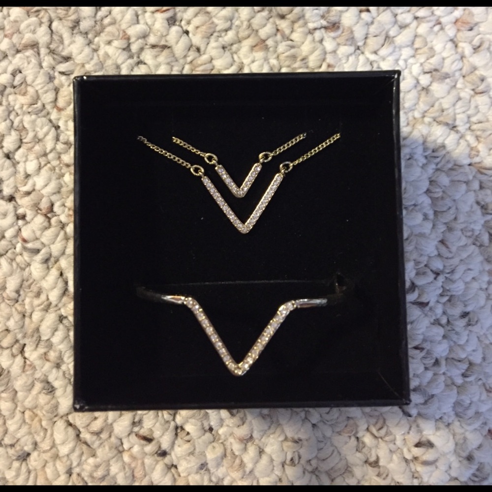 Victoria's Secret gold necklace and bracelet