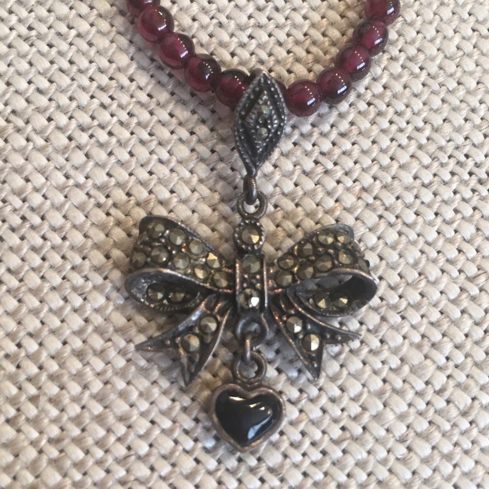Victorian Amethyst & Sterling Silver Bow Necklace