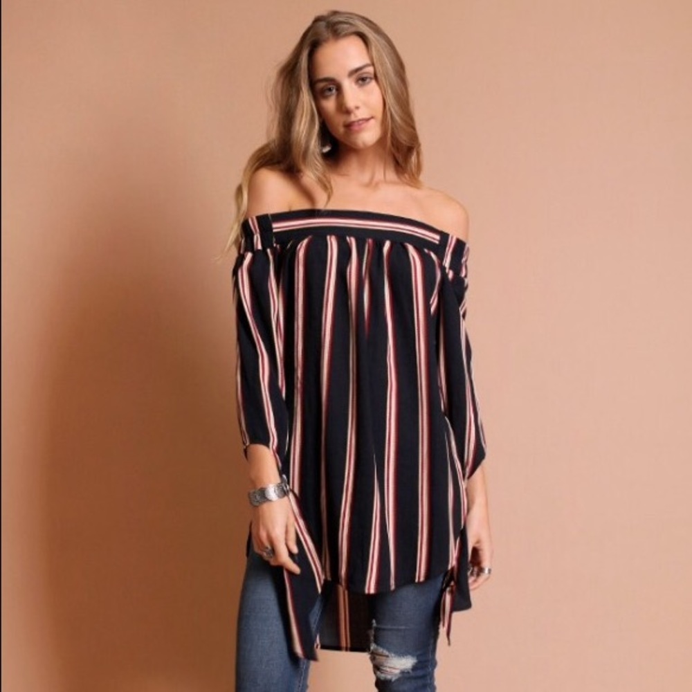 Striped off shoulder blouse