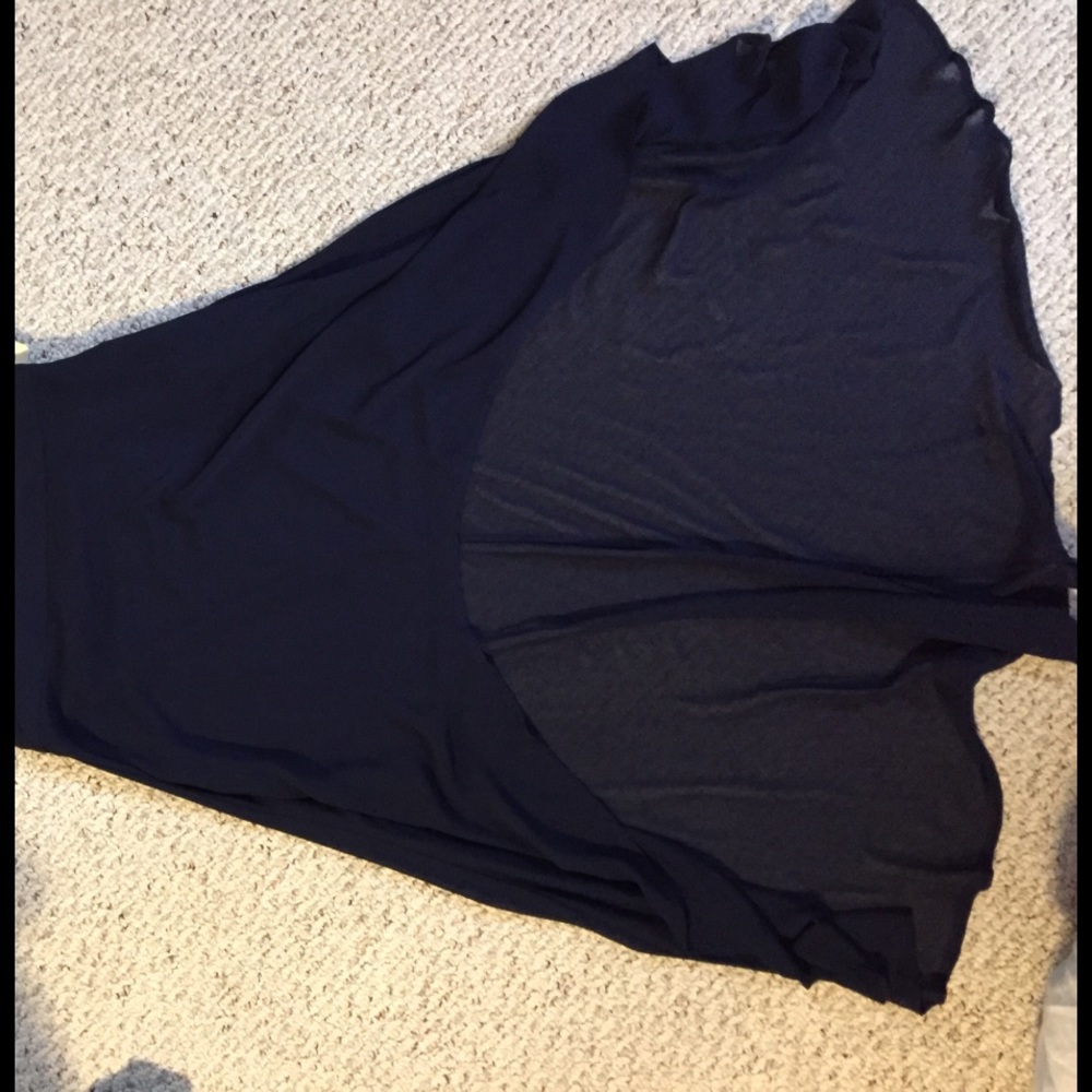 Navy blue high low skirt