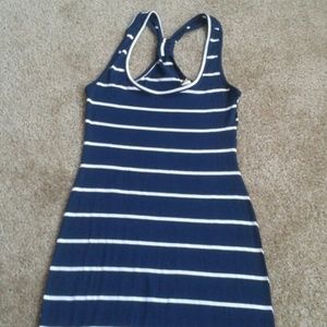 Navy Blue and White Maxi Dress