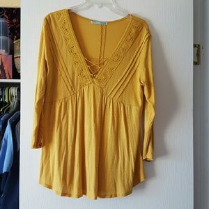 Mustard yellow peasant top