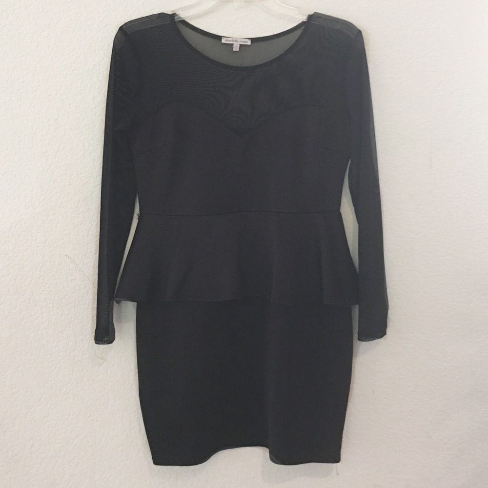 Night Out Long Sleeve Peplum Dress w/ Pencil Skirt
