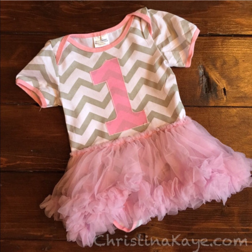 size 12 mo.chevron first birthday onesie tutu
