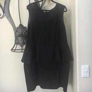 Plus Size Black Peplum Sheer Dress