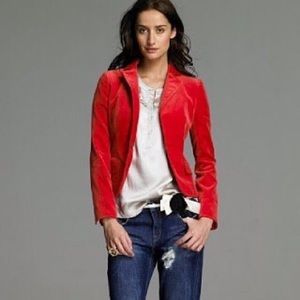 J. Crew Velvet École Jacket in orange coral