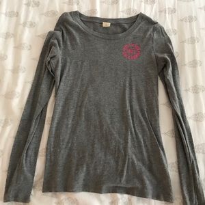 Hollister Logo Gray Long Sleeve with Pink Letters