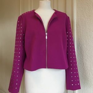 Hot Pink Studded Zip Jacket