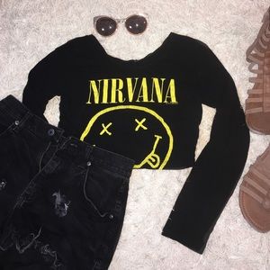"NIRVANA" Long Sleeve Crop Top