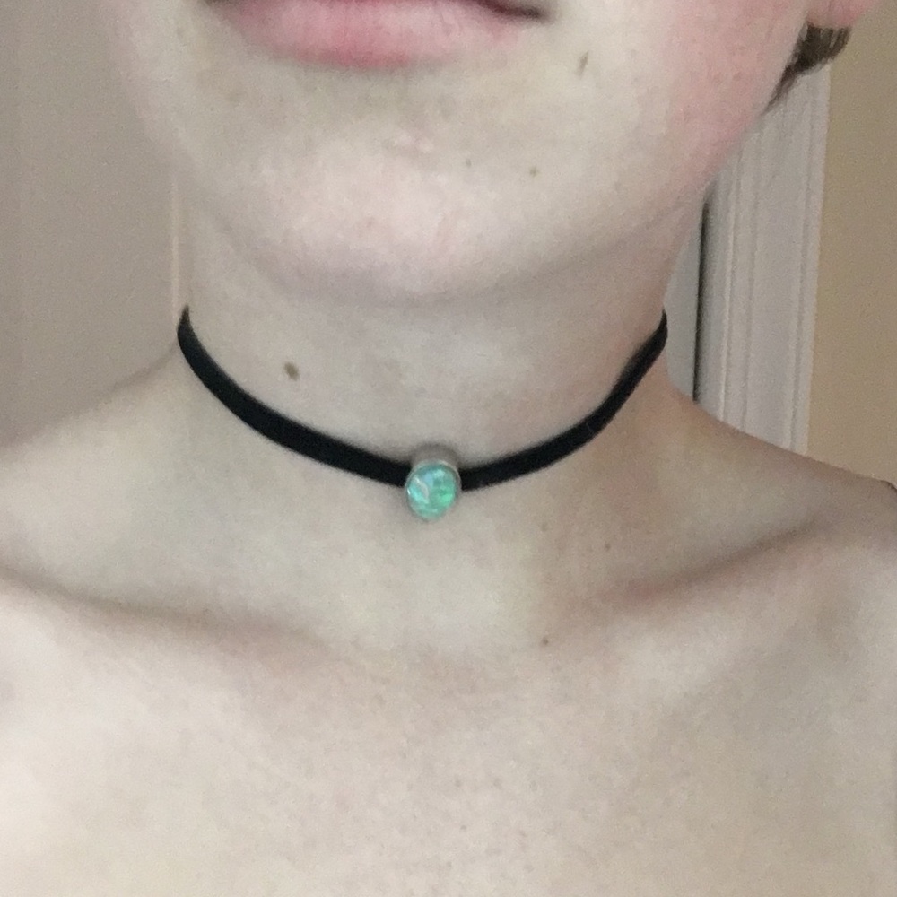 Black Pacsun choker with opal charm