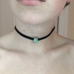 Black Pacsun choker with opal charm