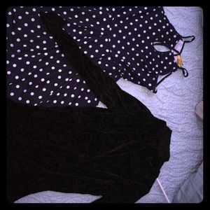 Blue dotted dress w free black dress!