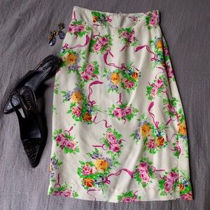 RARE-- Vintage Emanuel Ungaro Silk Floral Skirt