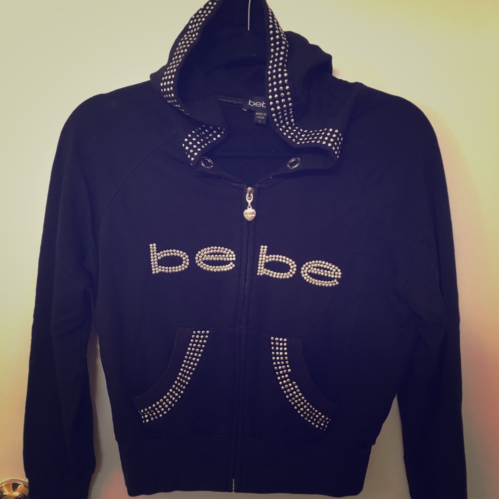 Bebe cropped sweater with hoodie