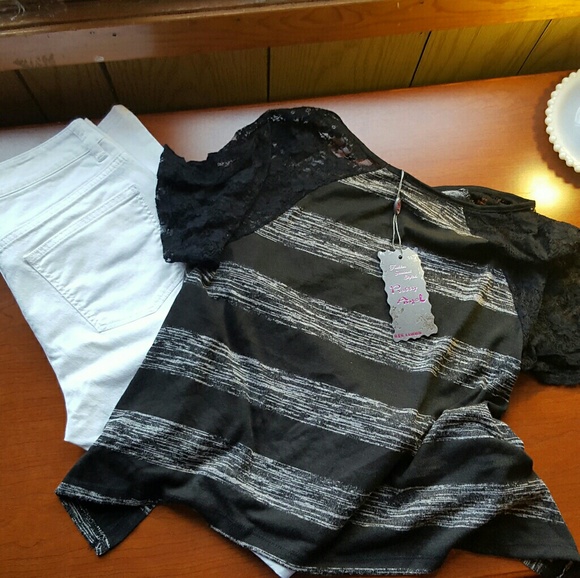 Pretty Angel black and white with lace top NWT - Picture 6 of 6