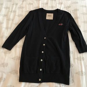 Hollister Navy 3/4 Sleeves Cardigan