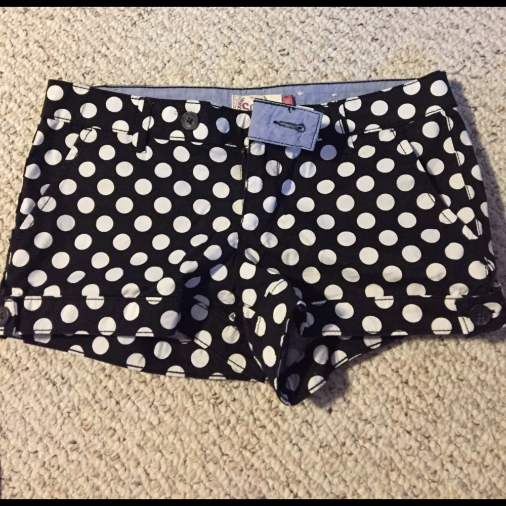 Black shorts white polka dots