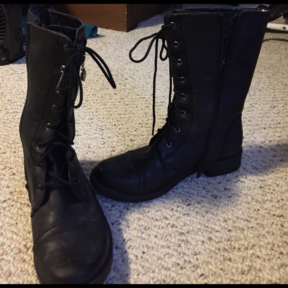 Black lace up combat boots