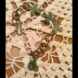NWOT 8 1/2" Copper Cross Bracelet Gr Patina