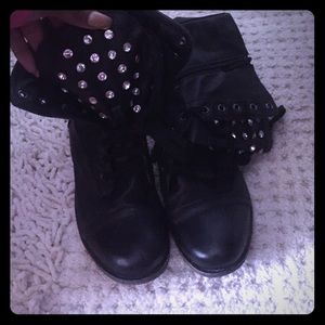 Studded black boots