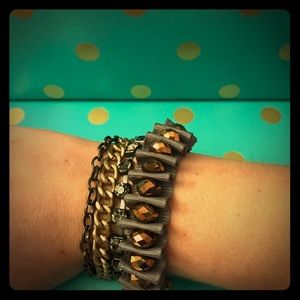 Kenneth Cole mixed metal and ribbon bracelet